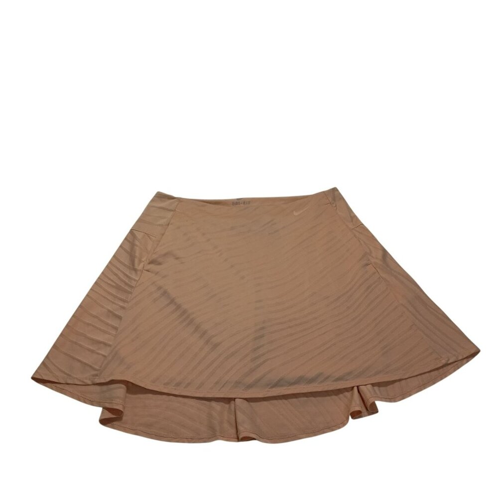 Nike Dri-Fit Peach Tennis Skort S With Inner Shorts & Subtle Striped Design